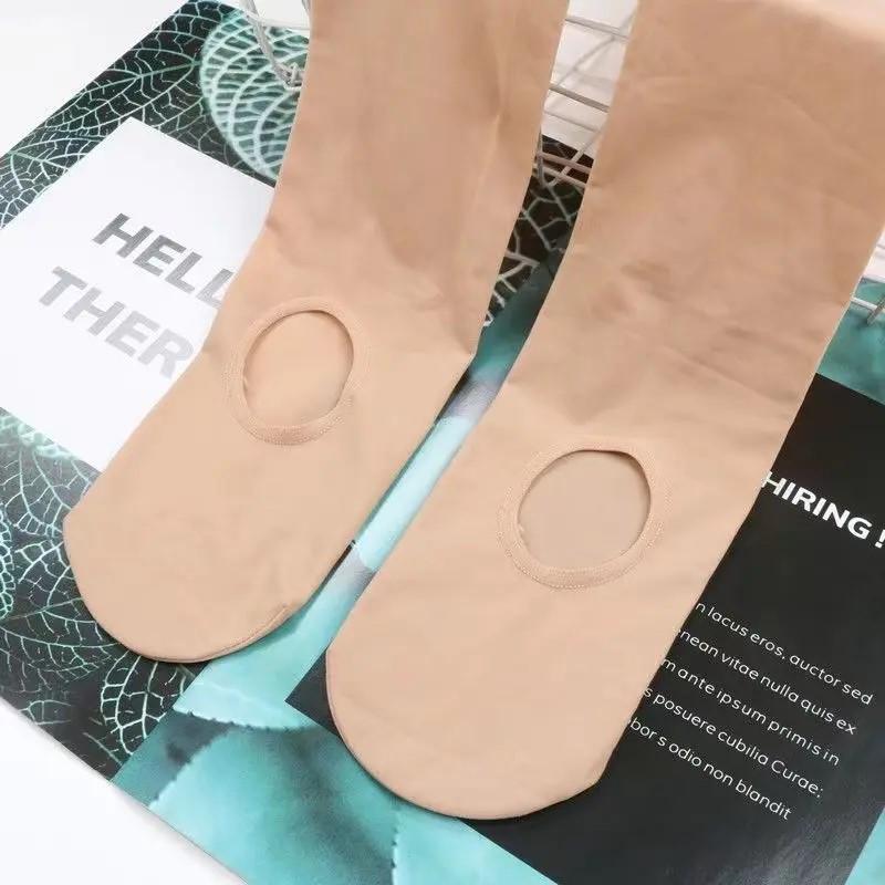 Autumn/Winter Anti-Snag Footless Wire Pantyhose for Women - Plus Size, Concealing Bare Leg Stockings