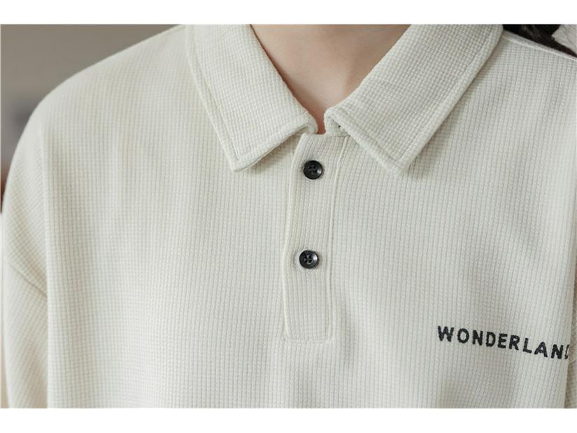 Ретро Толстовка-поло свободного кроя - Повседневный топ с длинным рукавом