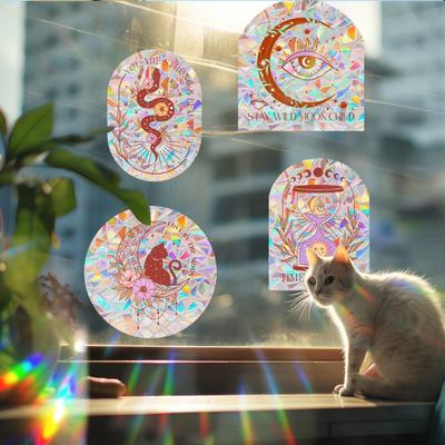 Ловец солнца Цветок Наклейки на окна Статическая пленка Наклейка на окно Защита от столкновений Наклейки на окна для предотвращения столкновений птиц Радужные наклейки