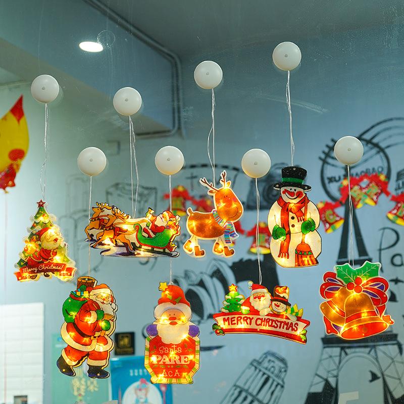 Трансграничное новое светодиодное рождественское украшение, свет Санта-Клауса, снеговика, лося, окна на присоске, свет праздника
