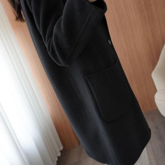 Женская куртка с двойными карманами, лацканами, однотонное шерстяное пальто на одной пуговице, большой размер, свободное теплое с длинными рукавами, для поездок на работу и свиданий, весна-осень