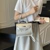 New Fashionable Spring and Summer Simple and Fresh Double Shoulder Lock Texture Single Shoulder Crossbody Portable Small Square Bag
