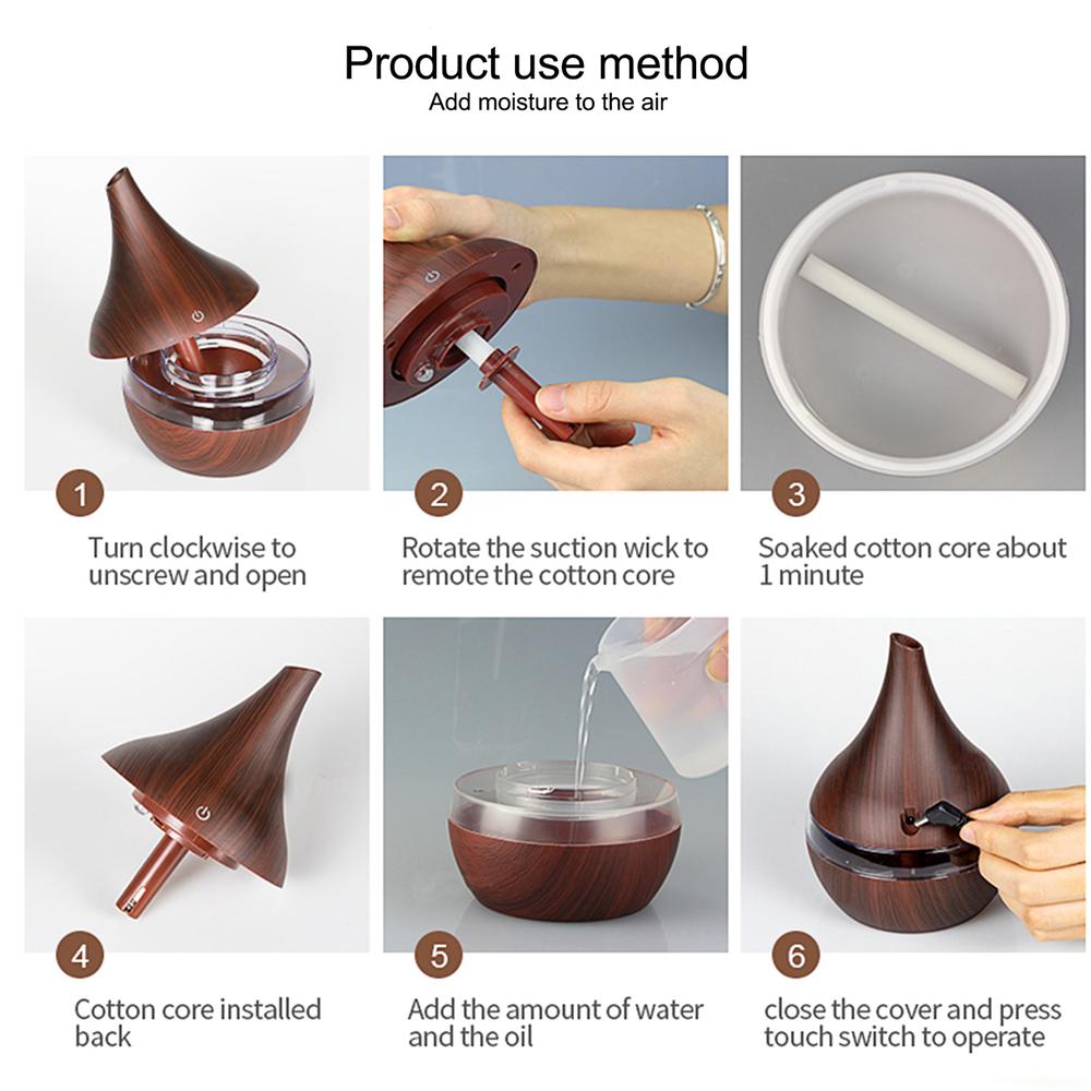 Диффузор воздуха Дерево Ультразвуковой увлажнитель воздуха Ароматерапия эфирными маслами Генератор прохладного тумана для дома