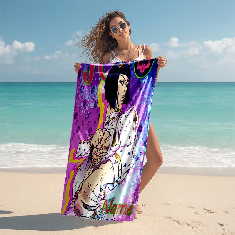 Personalized customized proof beach towel with JoJo's Bizarre Adventure pattern - soft, absorbent,quick-drying,perfect swimming,camping&bathing
