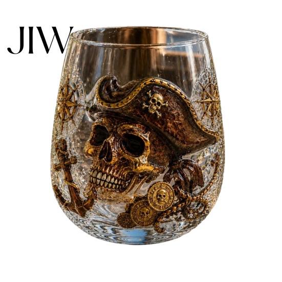 Maritime Style Gift for Father Octopus Pirate Whiskey Glass, Sea Creature Tentacle Engraved Tumbler, Embossed Nautical Man Cave Bar Cart Decor