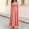 French Elegant Button Dress Vintage Style Notched Lapel Plaid Long Dress Autumn New Fashion Women's Clothing