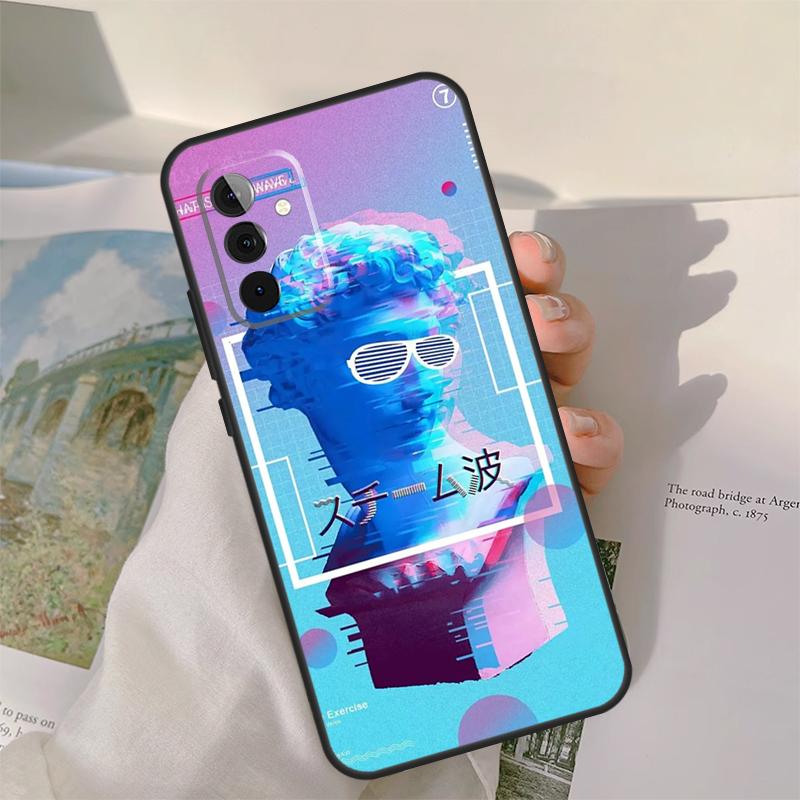 Great Wave Retro Cyber Statue Case For Samsung Galaxy A13 A33 A53 A34 A54 A14 A15 A16 A26 A36 A56 A12 A32 A52 A06 A35 A55
