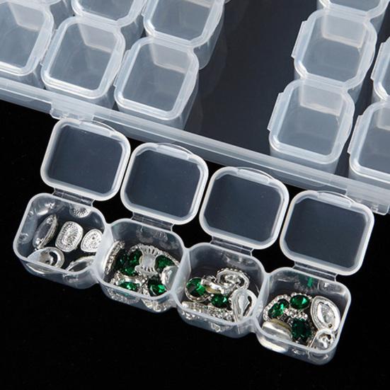 Прозрачный пластиковый ящик для хранения ювелирных изделий с 28 слотами, бусины для ногтей, органайзер