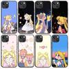 B-1 Cute Sailor Moon Black Case for Redmi 10A 10C 12C 13C 9A 9C 9T A3X Note 10 9 9S 10S iPhone 11 12 13 14 15 16 X XS Pro Max Mini 7 8 Plus XR