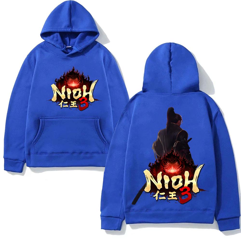 2026 GAME Nioh 3 Hoodie Action Role Playing Game Print Sweatshirt with Pocket Fleece Clothes Anime Retro Pullovers