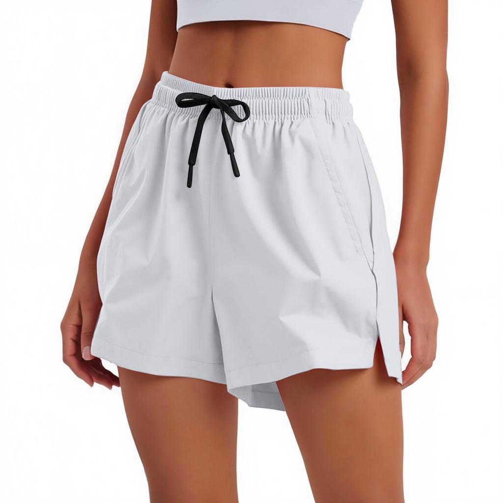 Женские спортивные шорты, повседневные свободные однотонные дышащие быстросохнущие шорты