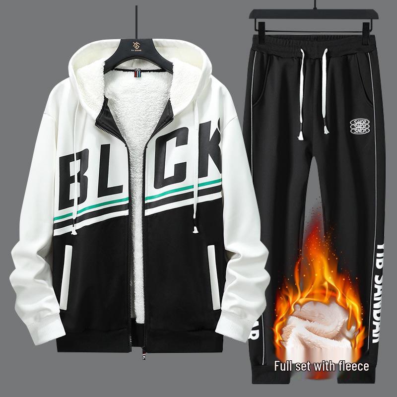 Fleece-Lined Boys' Hoodie - Thick Winter Jacket for Teenagers, Perfect for Autumn Sports and School