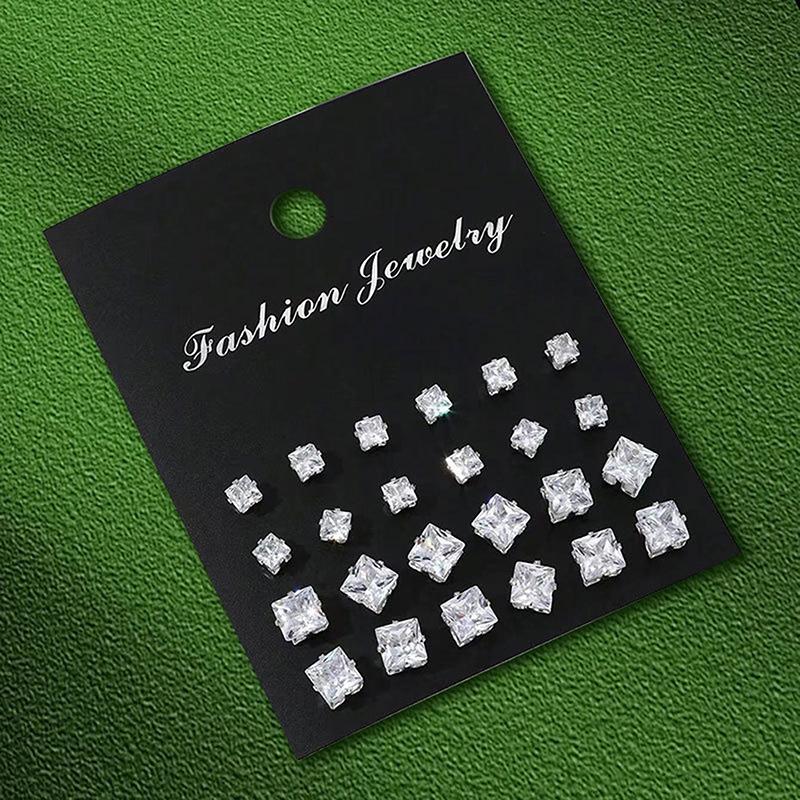 1Set Shiny Simple Wedding Stud Earrings Set For Women Men Luxury Stud Earrings Jewelry Accessories Gifts