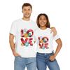 Floral Love Heart Valentine T-Shirt: Unisex Couple's Apparel