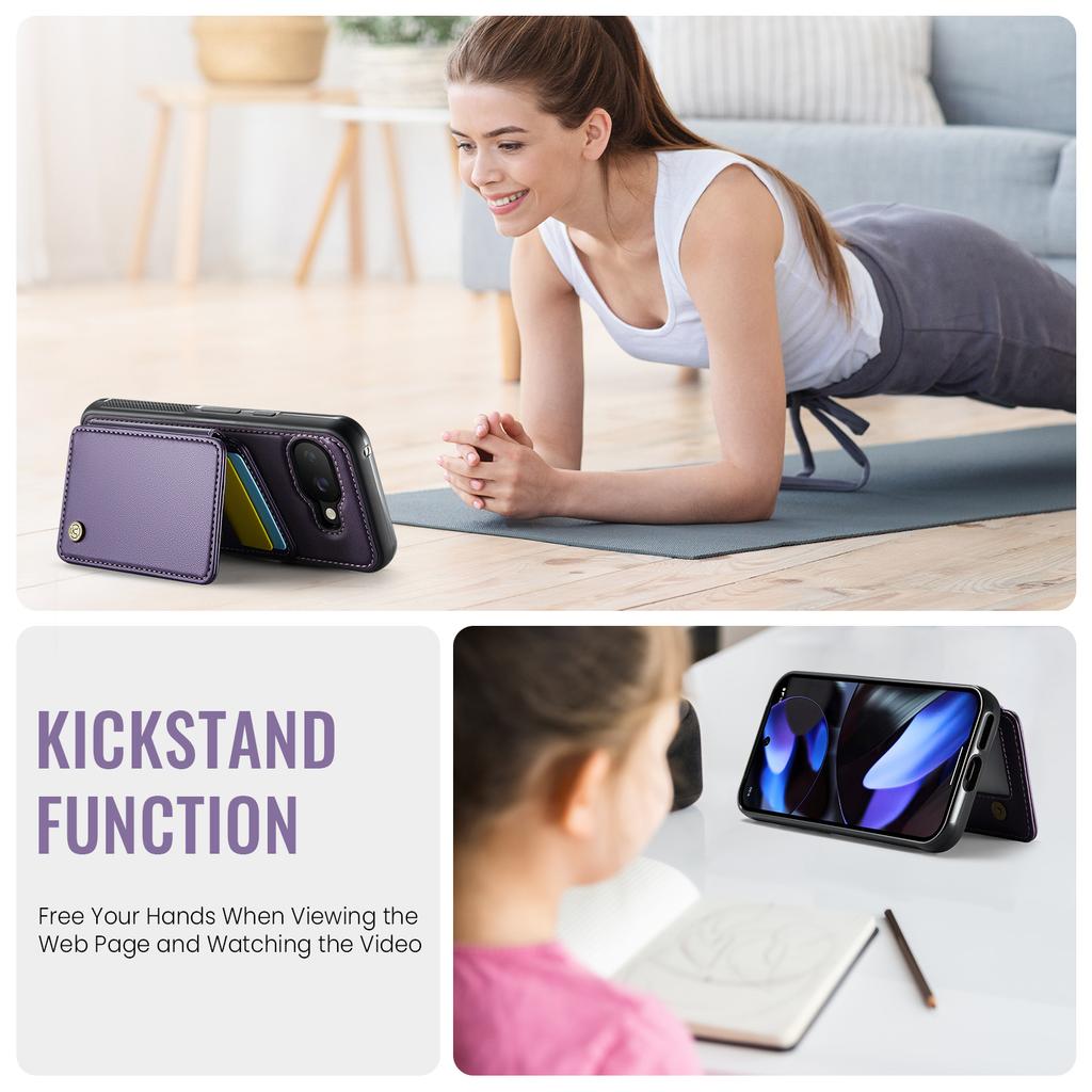 For Google Pixel 9a Case JEEHOOD J05 Leather Mobile Cover with Detachable Magnetic Card Bag