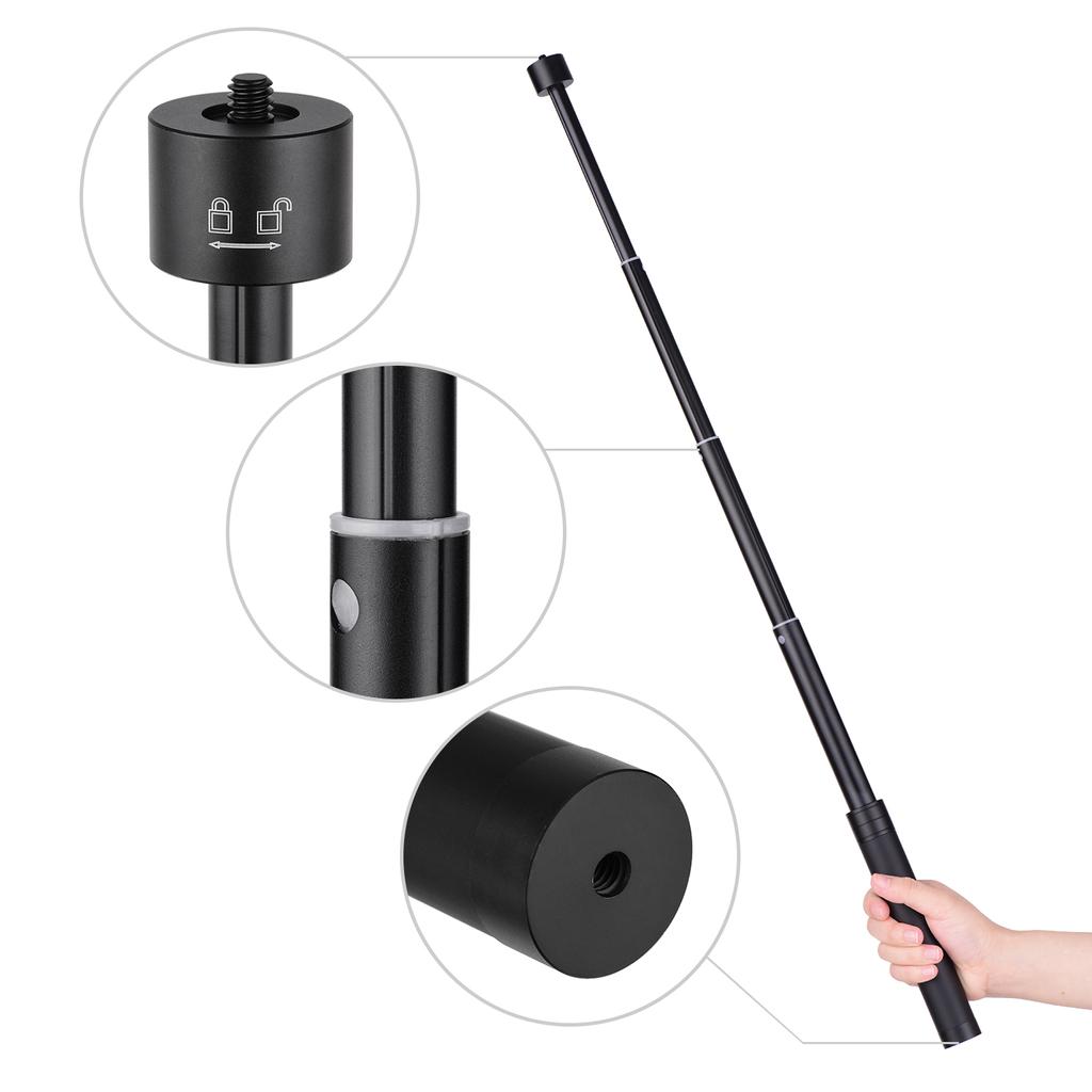 Telescopic Stabilizer Extension Rod Max. Length 73cm Aluminum Alloy Pole with 1 4 Inch Screw and Screw Hole for Gimbal