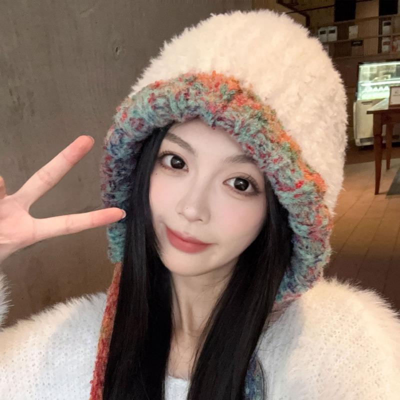 Autumn and Winter New Warm Plush Hat Women's Ear Protectors Thickened Headgear Versatile Face Small Wool Knitted Hat