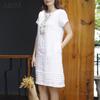 Women Casual Short Sleeve O-neck Embroidery Summer Dress