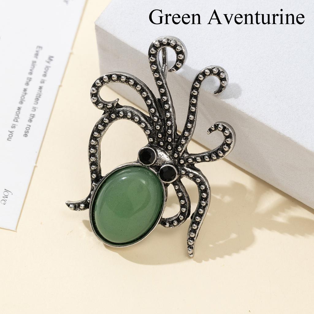 1 шт. Летние броши в виде осьминога из натурального камня в стиле океана, хрустальная брошь с аметистом, агатом, нефритом и драгоценным камнем для унисекс-ювелирных изделий на день рождения в подарок