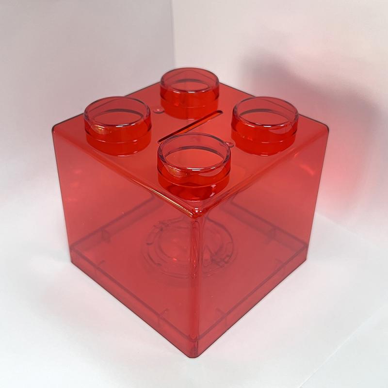 Creative Large Capacity Kids Building Blocks Transparent Piggy Bank, Lego-Style Money Box with Deposit & Withdraw, 9×9×9cm, Transparent/Color Options