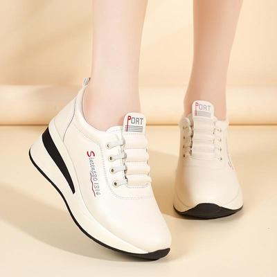 Женские кожаные туфли на толстой подошве и платформе - Универсальные, Легкие, Увеличивающие рост и Стильные для Весны и Осени 2025