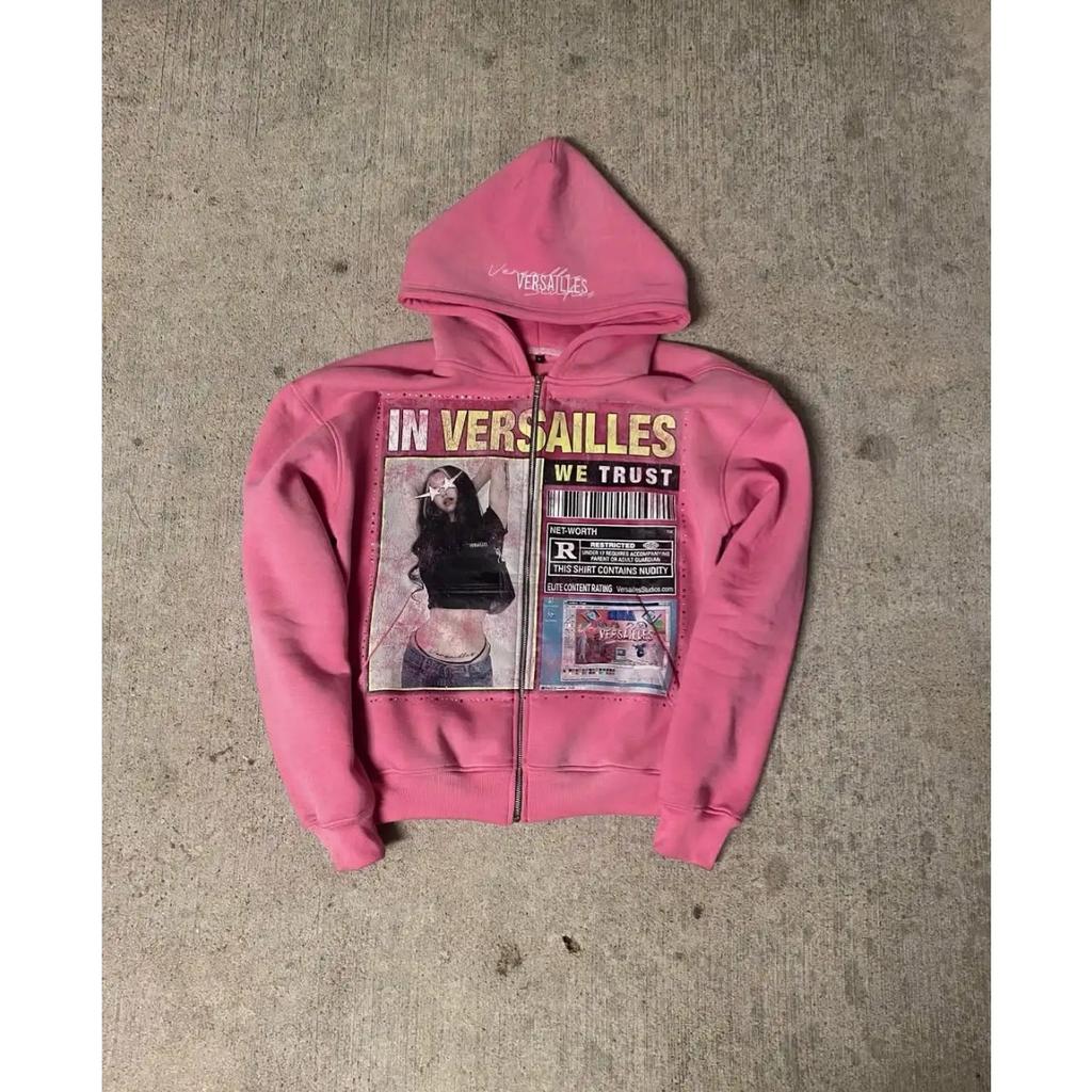 Retro Fashion Printed Pattern Hoodie Y2k Gothic Street Clothing Men and Women Loose Casual Sportswear K Pop Clothes