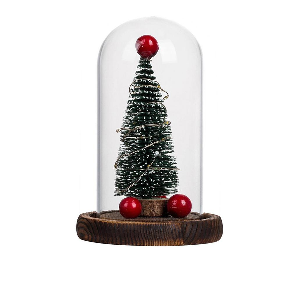 LED Christmas Tree In Glass Dome, Christmas Tree Creative Table Decoration Unique Gift For Home Indoor Tabletop Xmas Decor