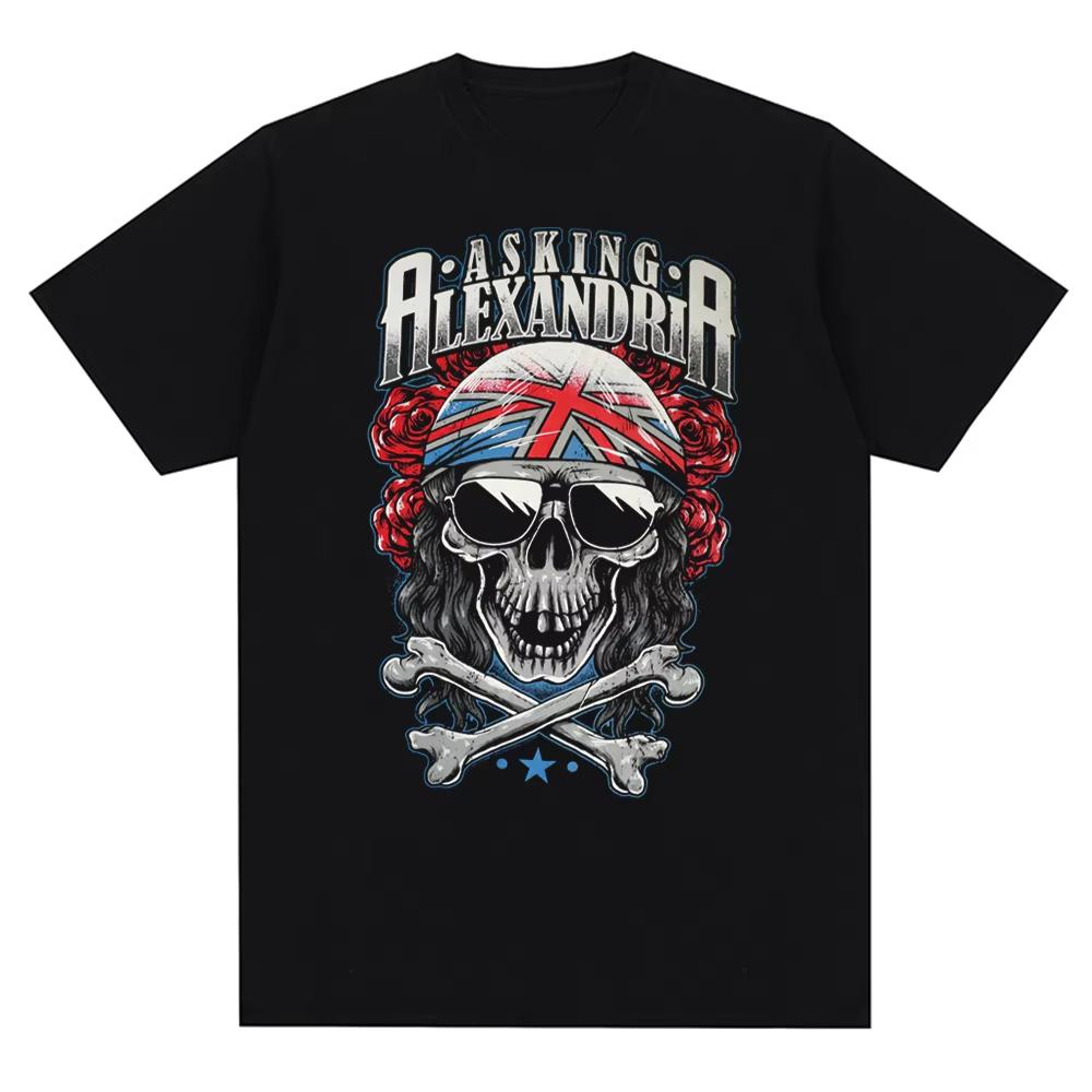 Streetwear Vintage Asking Alexandria Band British Metal Core Mens Summer Cotton Casual Short Sleeve T-Shirt Top Harajuku Hip Hop