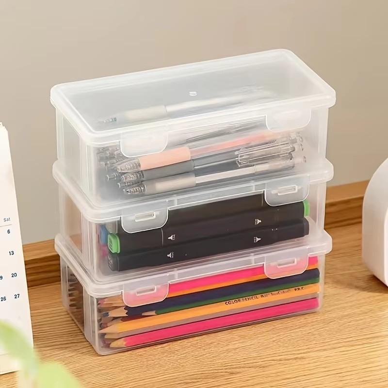 1PC/2/3/4/5PCS Storage Box Transparent Stationery Pen Children's Crayon Pen Bag Desktop Storage and Clutter