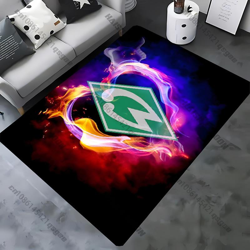 Werder Bremen Logo Pattern Print Flannel Area Rug Football Club Design Soft Comfortable Floor Mat For Living Room Bedroom