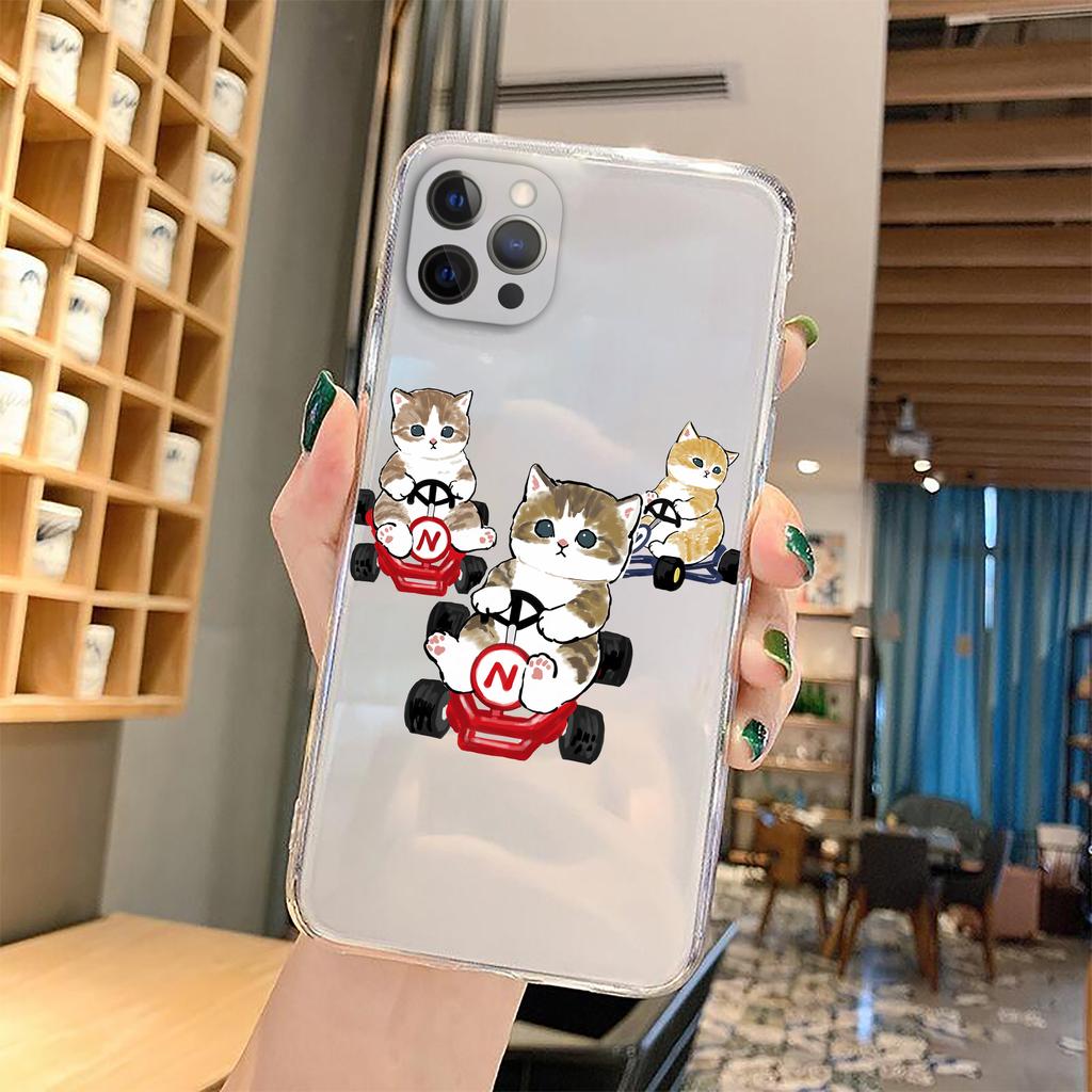 Чехол для телефона с забавным мультяшным котом для iPhone 11 12 Pro Max 13 XR XS X 8 7 SE 2020 Plus, прозрачный мягкий чехол из ТПУ с милым животным рисунком