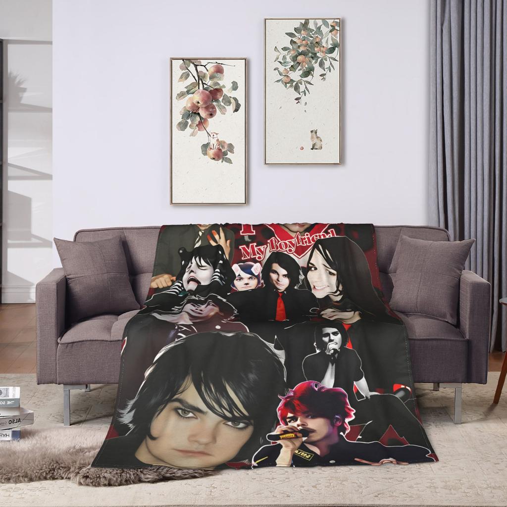G-Gerard Way MCR Blanket Travel Flannel Throw Blanket For Couch Chair Sofa Bed Soft Custom Quality Bedspread Gift