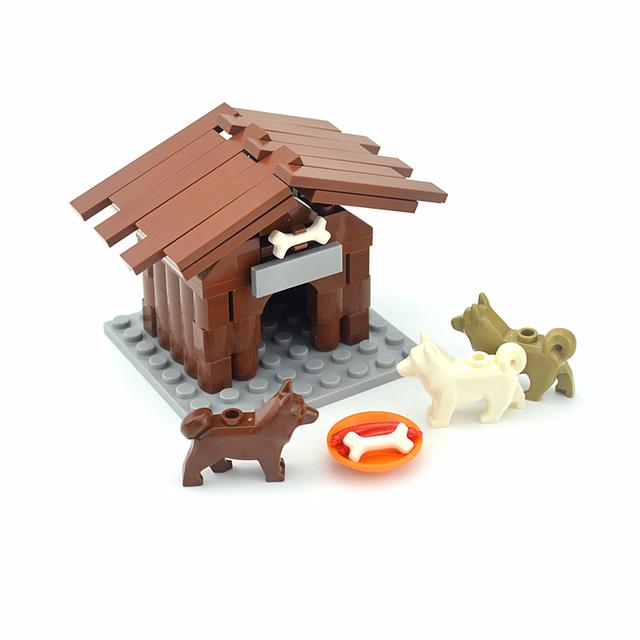 MOC Сельскохозяйственные Животные Куры Свиньи Собаки Цыплята Животные Строительные Блоки Город DIY Растения Яйца Аксессуары Минифигурки Детали Модель Игрушки