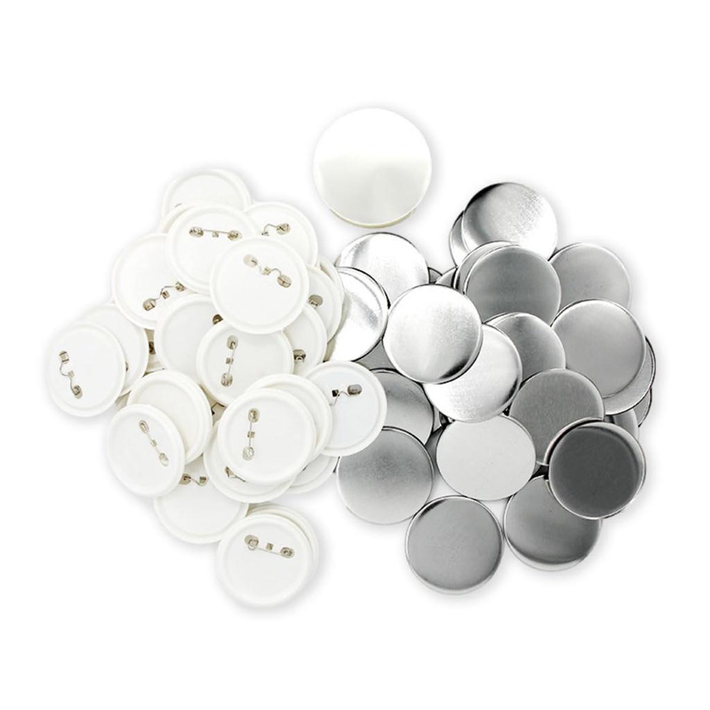 ENN LLC Badge Parts for Badge Making Set of 100 White Machines, Materials, DIY, Parts, (44mm),
