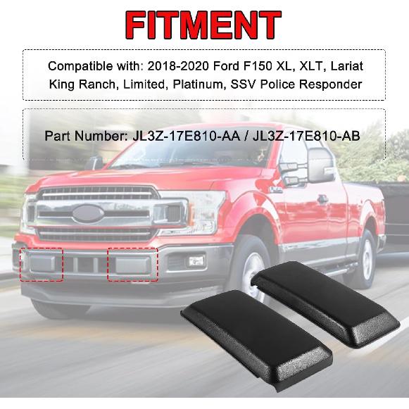 2Pcs F150 Front Bumper Guards Pads Cover Ert Cap Compatible With Ford F-150 2018   Replace# JL3Z17E810AB For Front Left Driver & Right Passenger Side