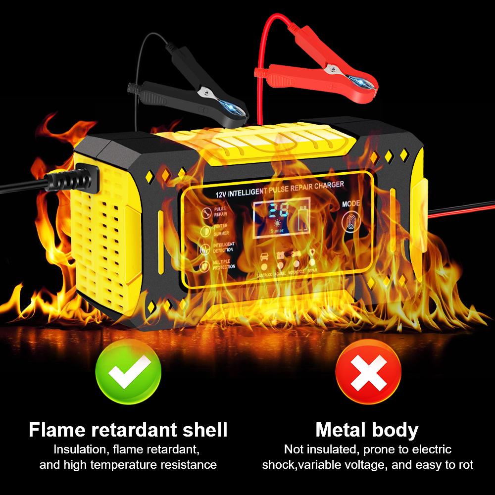 6A 12V Car Battery Chargers 3 Stages Fast Charging Storage Batteries Lead Acid AGM GEL Battery Intelligent Pulse Repair Tools