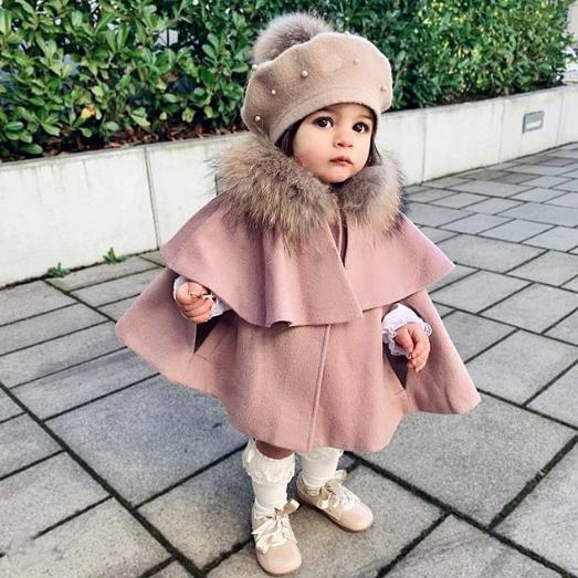 Толстая теплая накидка для маленьких девочек, пальто с меховым воротником, детское зимнее длинное пальто, верхняя одежда для детей-подростков
