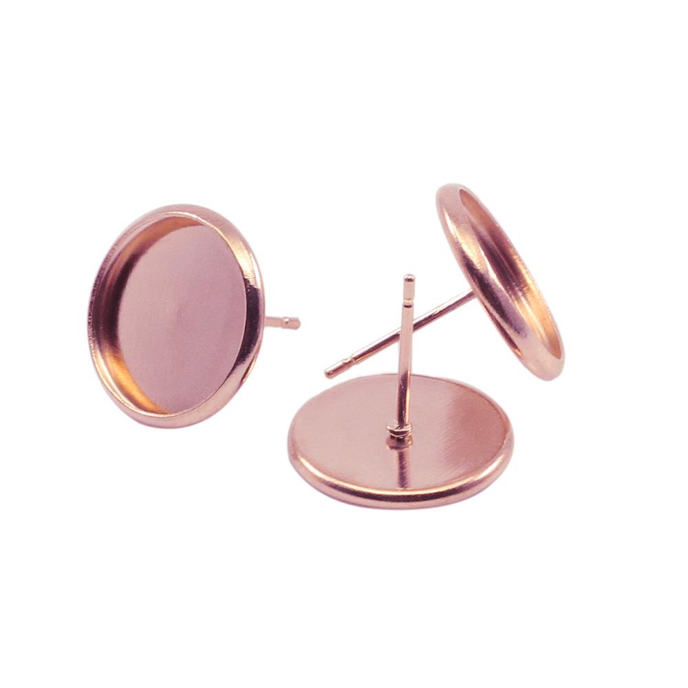 20-50pcs Iron Blank Earring Base Cabochon Cameo Base 8 10 12 14 16 mm Flat Earring Setting Supplies For Jewelry Making