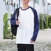 Мужская футболка весна-осень, цветной свободный свитер с круглым вырезом и длинными рукавами, повседневная школьная спортивная одежда