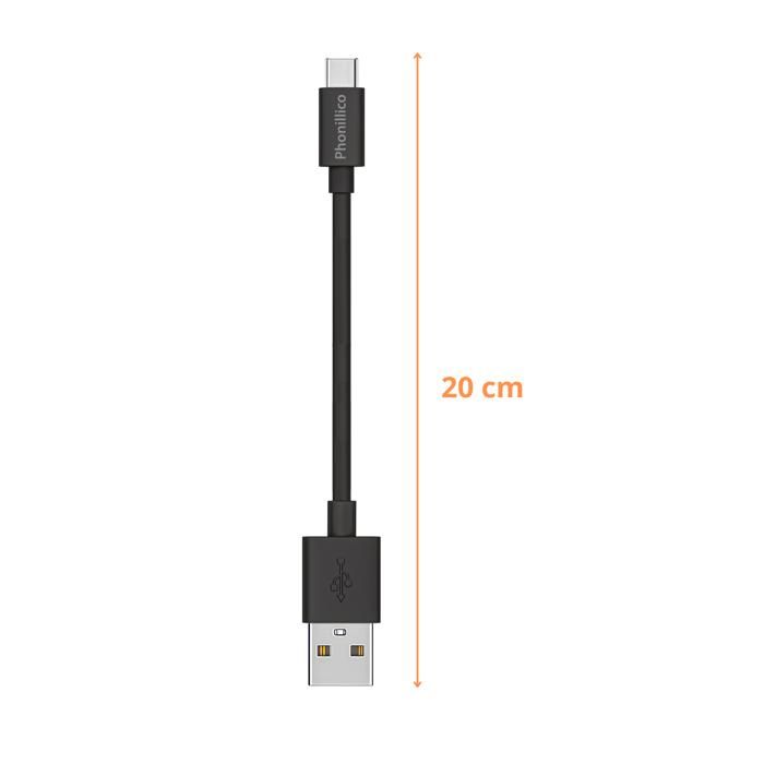 20 см черный USB-C кабель для Xiaomi REDMI 10 / REDMI 9 / REDMI 9T / REDMI 8 / REDMI 8A Phonillico®