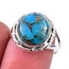 Natural Blue Copper Turquoise Gemstone 925 Solid Sterling Silver Ring S.7 C4Q76