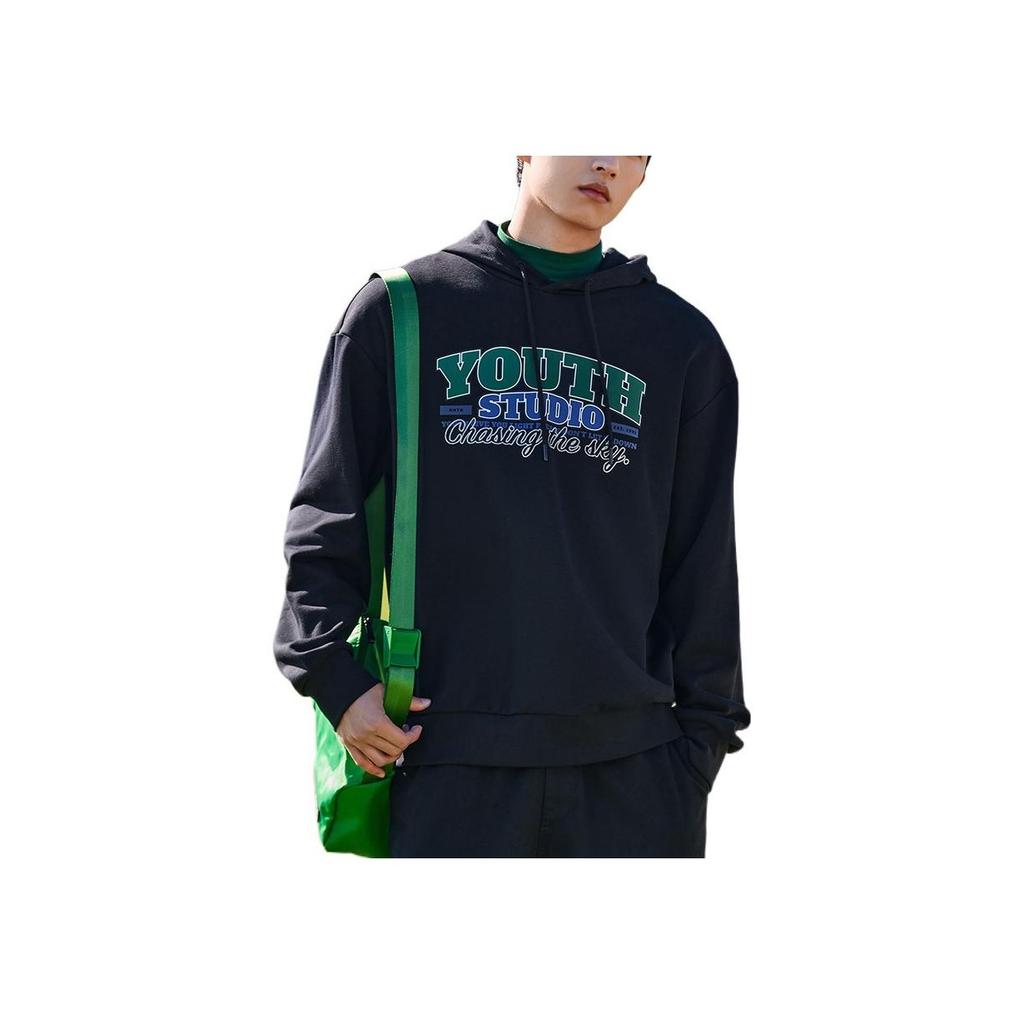 Anta Life Series FW22 Толстовка с капюшоном с буквенным принтом и завязками, унисекс, черные 952238702-3