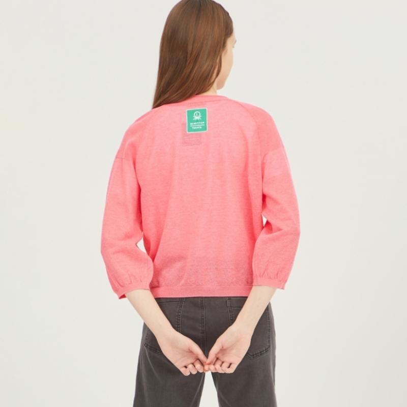 [Benetton] Benetton Tukata Pocket Embroidery Knit Cardigan Bakca9431 Pk