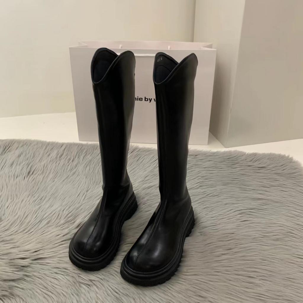 2024 Slim Woman High Boots Fashion Women Knee-High Boots High Heel Women's Shoes Winter Soft Leather Long Boots
