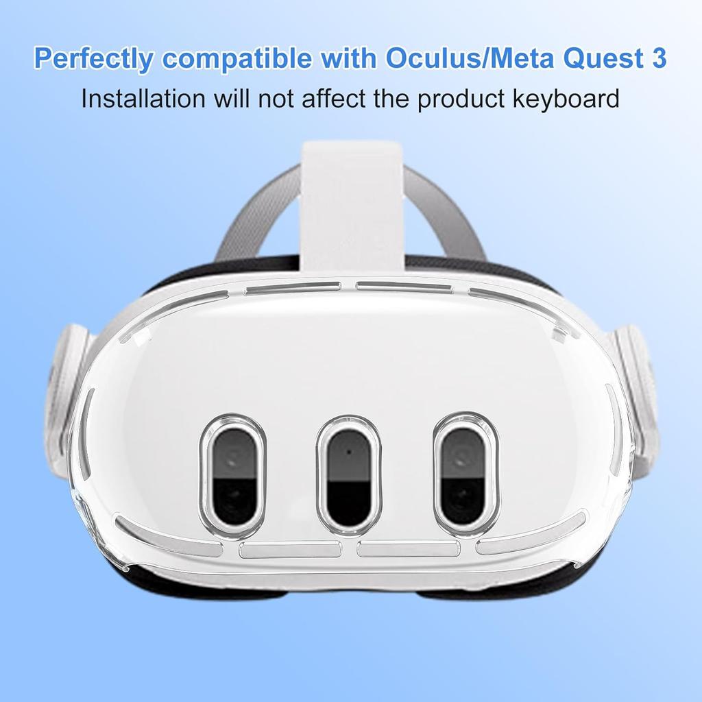 VR Accessories for Meta Quest 3, Anti-Scratch Plastic Protective Cover Shell Tempered Glass Lens Protector Joystick Caps Set Compatible with Oculus