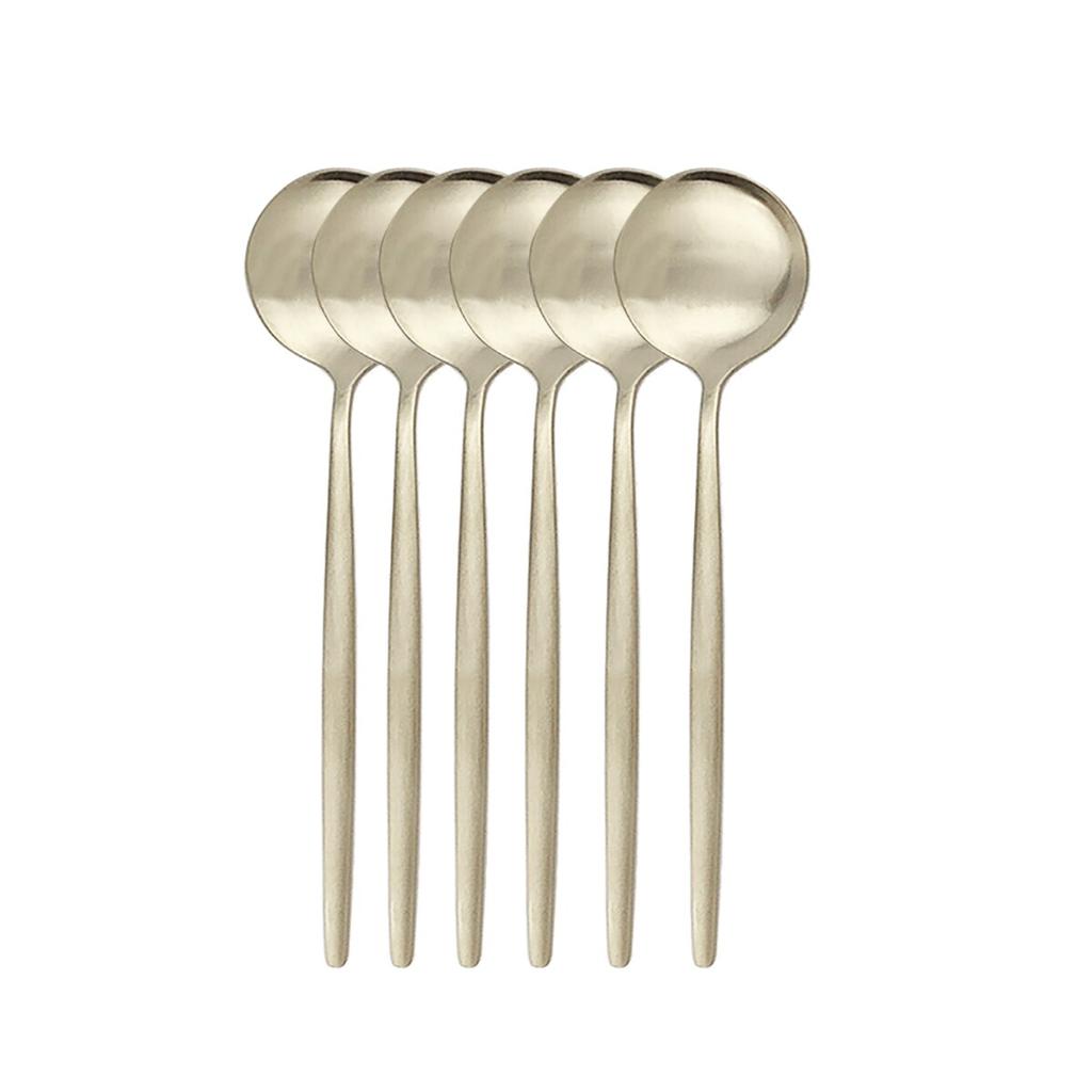 6Pcs/Set Gold Dinnerware Spoon Set Stainless Steel Cutlery Set Dinner Set Coffee Tea Spoon Tableware Home Kitchen Silverware Set