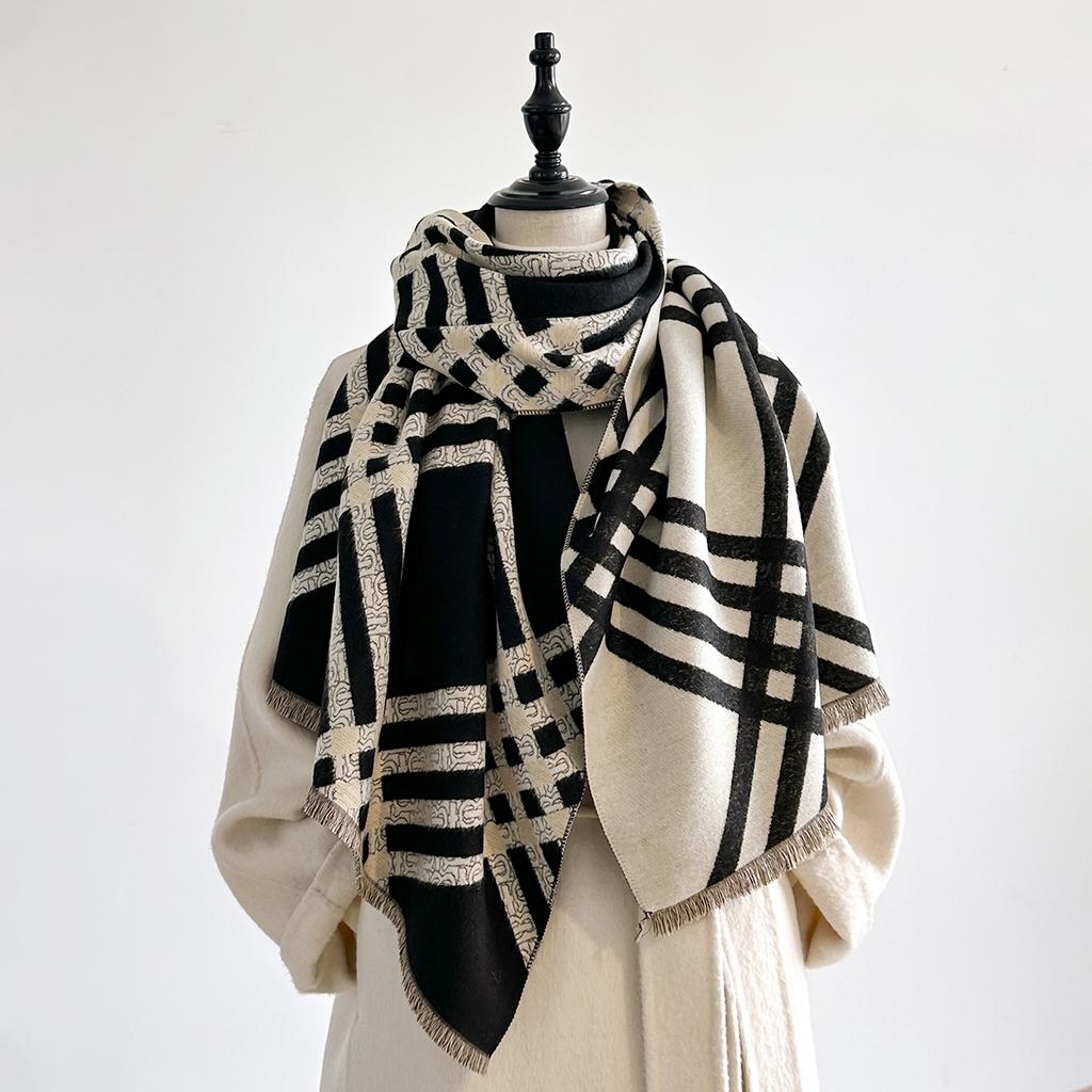 Новый бренд Элегантный двухсторонний шарф Мягкий Теплый Бахрома Пашмина Шаль Осень и Зима Уличный Защита от Холода Ветрозащитный Плед