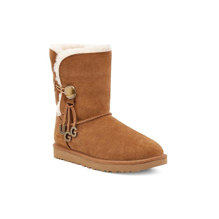 UGG Bailey Button UGG Charm Metallic Alphabet Version Fleece Lined Brown Women's 1114970-CHE