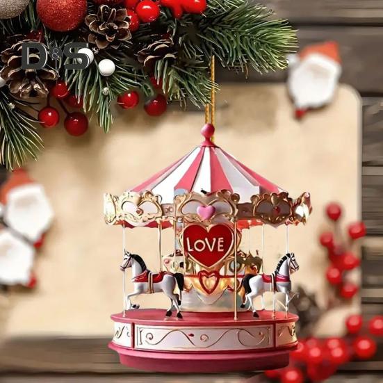 Карусель Рождественское Украшение 2D Плоский Акриловый Подвесной Карусель Подвесное Украшение Рождественской Елки для Домашнего Декора