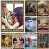 Retro Horse Make Me Happy Metal Tin Signs Vintage Posters for Garage Game Room Bar Man Cave Cafe Office Home Wall Decor Gift
